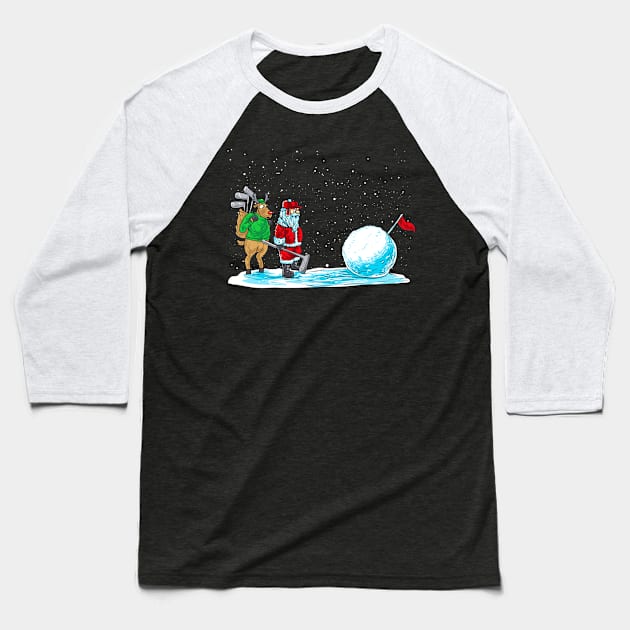 Golf Santa Claus Golfer Golfing Christmas Baseball T-Shirt by E